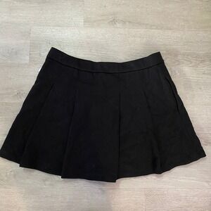 Express Pleated Skort Womens Large Black French Terry Mini Skirt Shorts